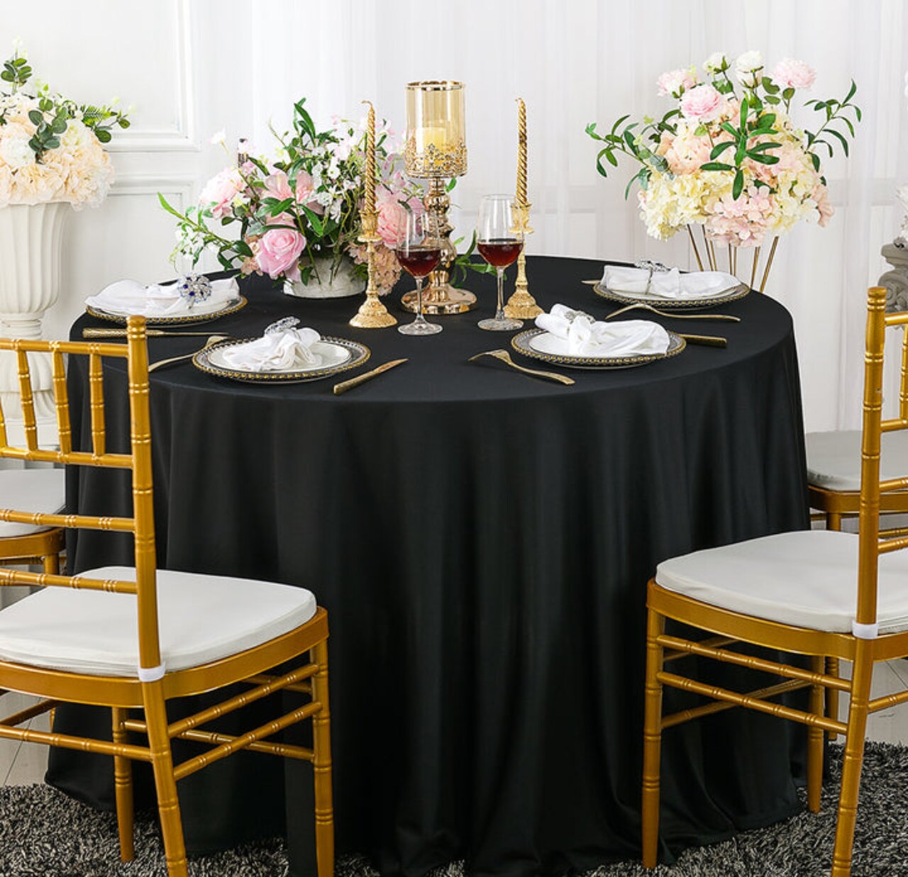 120 Inch Round Seamless Wrinkle Free Scuba Tablecloth Elegant Luxury